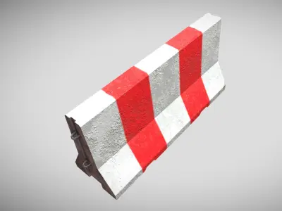 Concrete Barrier Red And White VR AR Low-poly Low-poly 3D model
