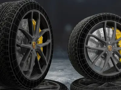 porsche car tyre 3D model