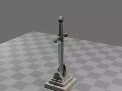 Fantasy Giant Sword Monument 3D model