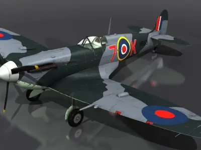 SEAFIRE MK IIC 880th Squadron Low-poly 3D model