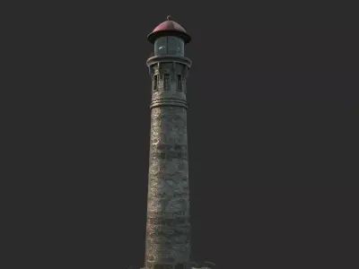 The old-fashioned lighthouse by the seaside 3D model