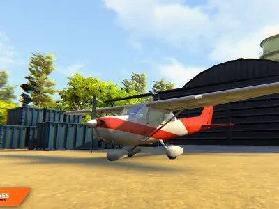 Airplanes - airport with props Low-poly 3D model