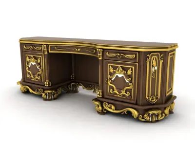 antique desk with drawers 3D model