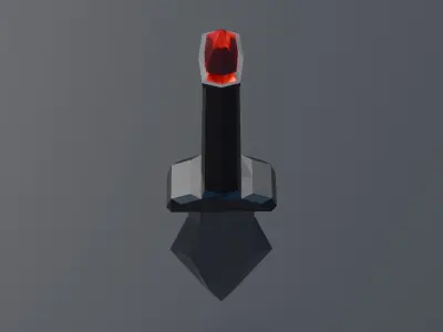 Battle dagger with ruby Low-poly 3D model