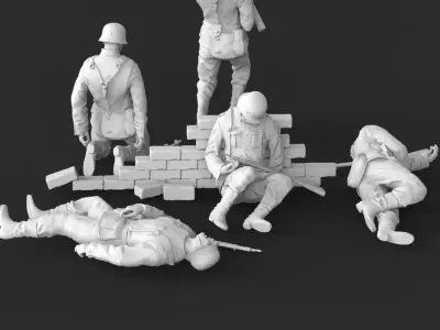 soldiers group of people 3D print model