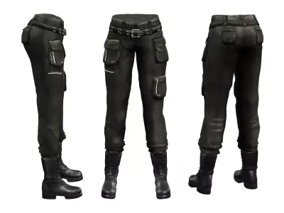 Cargo Pants with Boots Low-poly 3D model