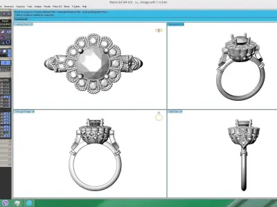 vintage ring for one carat stone 3D print model