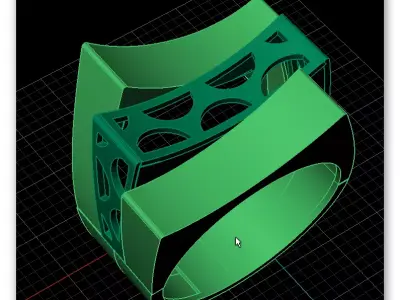 2 part bypass gold ring 3D print model