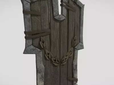 Large wood shield Low-poly 3D model