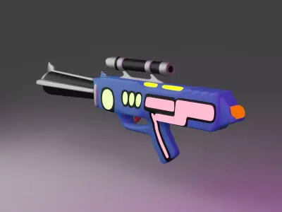 3D modeling of a gun with sponge texture Free low-poly 3D model