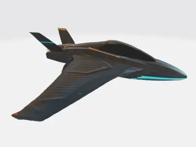 futuristic aircraft Low-poly 3D model