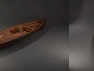 Wooden Longboat Low-poly 3D model
