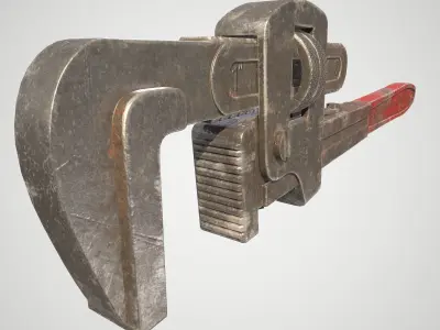 Pipe wrench Low-poly 3D model 6