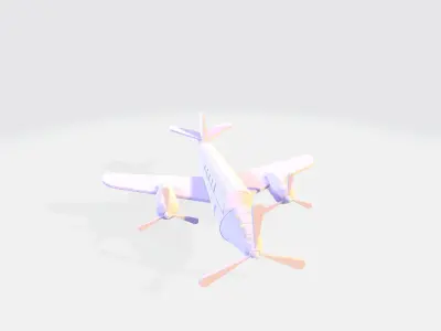 Three propeller plane  Low-poly 3D model