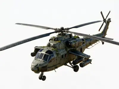 Overgrown Abandoned Attack Helicopter 3D Model Low-poly 3D model