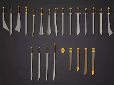 Low Poly Cleaver Pack 1 Low-poly 3D model