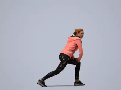 00115Halle008 - Adult Caucasian woman crouching during exercise 3D model