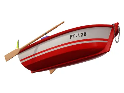 Wooden rowing boat 3D model