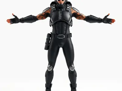 Stealth Cyber Soldier  Advanced Combat Ready Agent Low-poly 3D model