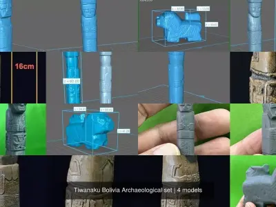 Tiwanaku Bolivia Archaeological set 3D Model Pack