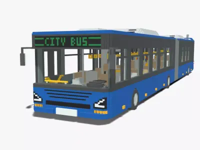 Voxel Articulated Bus Low-poly 3D model