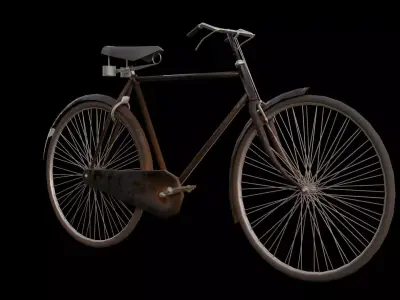 Old Indian bicycle  Low-poly 3D model
