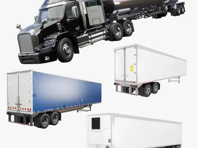 Generic Semi-Truck and Trailer Collection 3D model