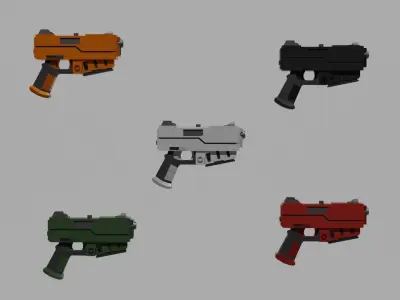 Warhammer 40k Imperial Guard Pistol Low-poly 3D model