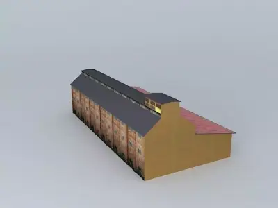 Warehouse building with roof Low-poly 3D model purchase
