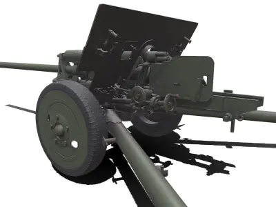 ZiS 2  Anti Tank Gun Low-poly PBR Low-poly 3D model