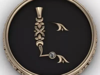 Brooche with armenian letter Eh 3D print model