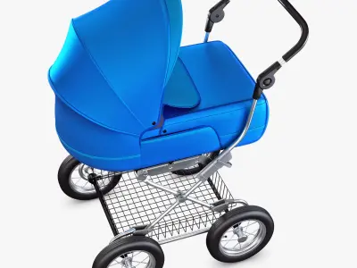 Baby Stroller Blue v 1 3D model