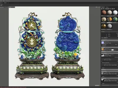 Chinese Qing DA JI DOUBLE-GOURD-FORM PLAQUES 3D model