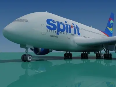 Textured Airbus A380 Spirit 3D model