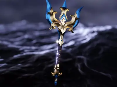 Fantasy Battle Axe Low-poly 3D model