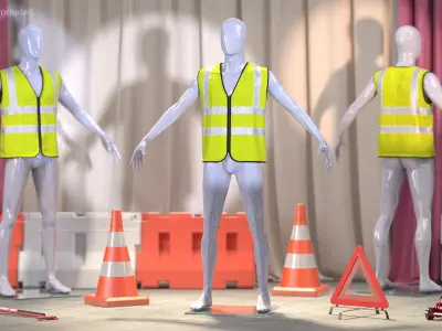 Mannequin with Yellow Hi Vis Safety Vest 3D model