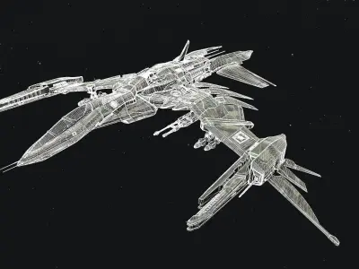 29Frigid-Affection-Fighter spaceship flying in night sky Free 3D model