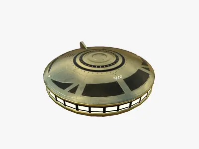 Alien Spaceship UFO A07 Gold - Sci Fi Spacecraft Design Low-poly 3D model