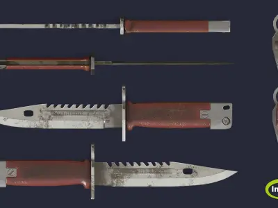 Bayonet knife Low-poly 3D model purchase