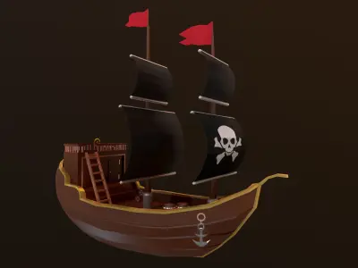 Pirate ship  Low-poly 3D model purchase