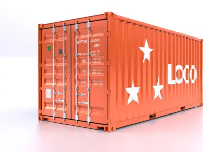 Standart Shipping Container 20ft Rigged 3D model