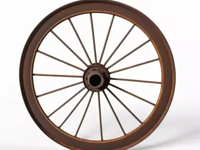 Rusty Metal Wagon Wheel 3D model