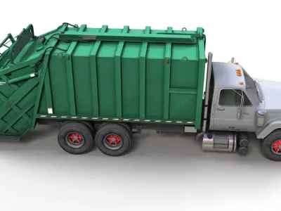 80s refuse truck Low-poly 3D model