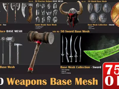 300 Weapons Base Mesh Bundle   3D model