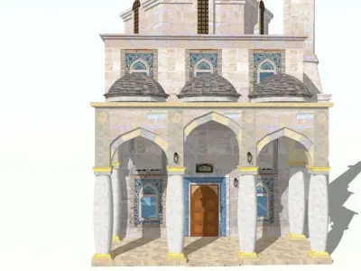 Mosque 3D antique building in Greece Low-poly 3D model