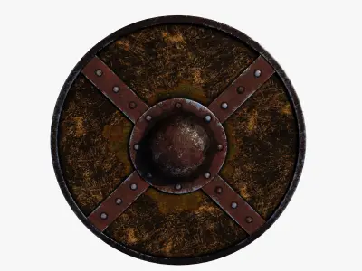 Wooden shield Low-poly 3D model 13