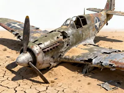 Crashed WWII Fighter Plane Wreck 3D Model Low-poly 3D model
