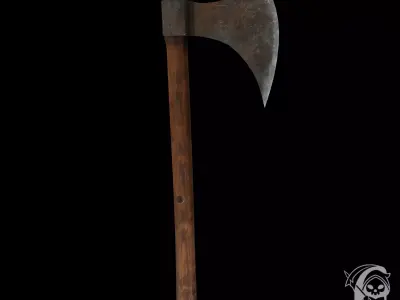 Wooden Axe Low-poly 3D model 4