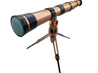 Copper Telescope Low-poly 3D model