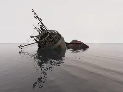 Fishing broken Trawler  3D model